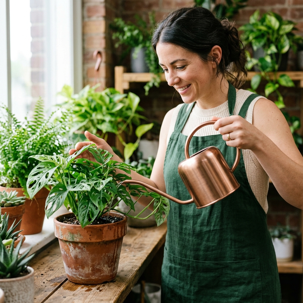 Person caring for plants